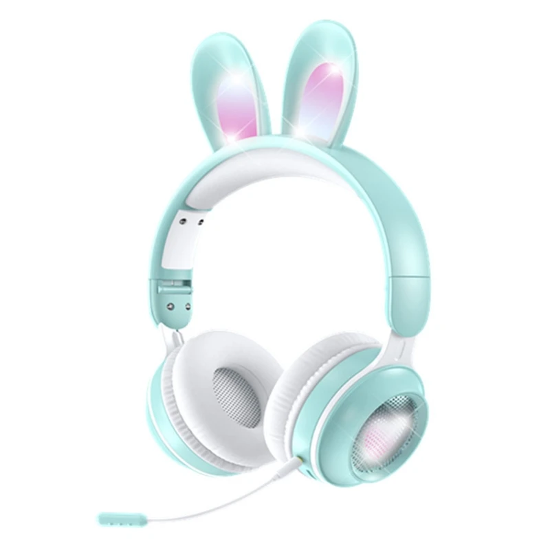 

55KC Breathable LED Gaming Headset Earmuff with Cool Light Soft Head Cushion Premium Omnidirectional Microphone for Men Women