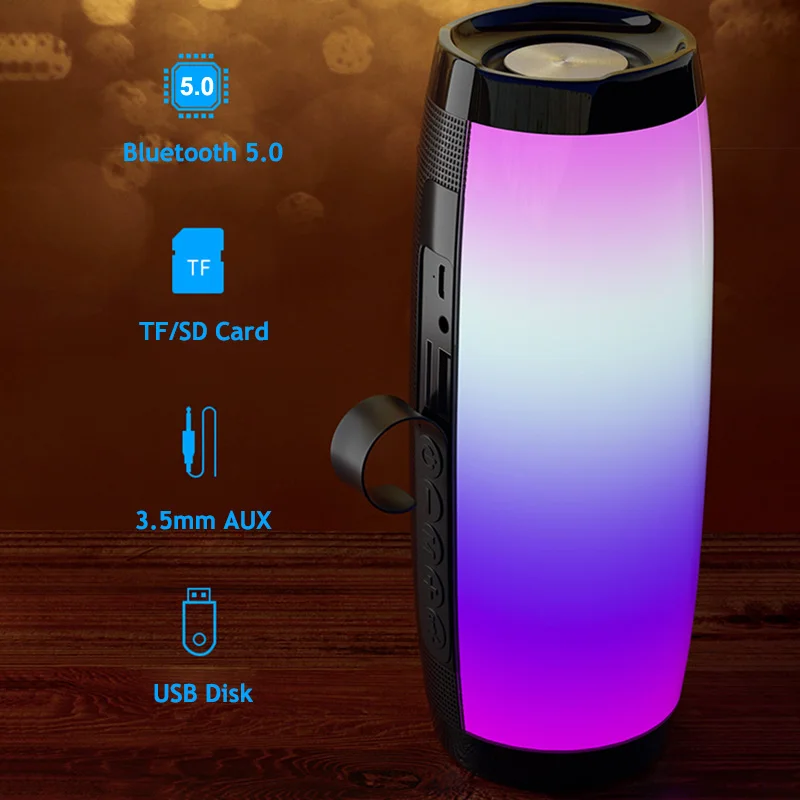 

LED Portable Bluetooth Speaker FM Radio Wireless Subwoofer Outdoor Speakers Music Boombox AUX USB Loudspeaker Soundbar Party Box