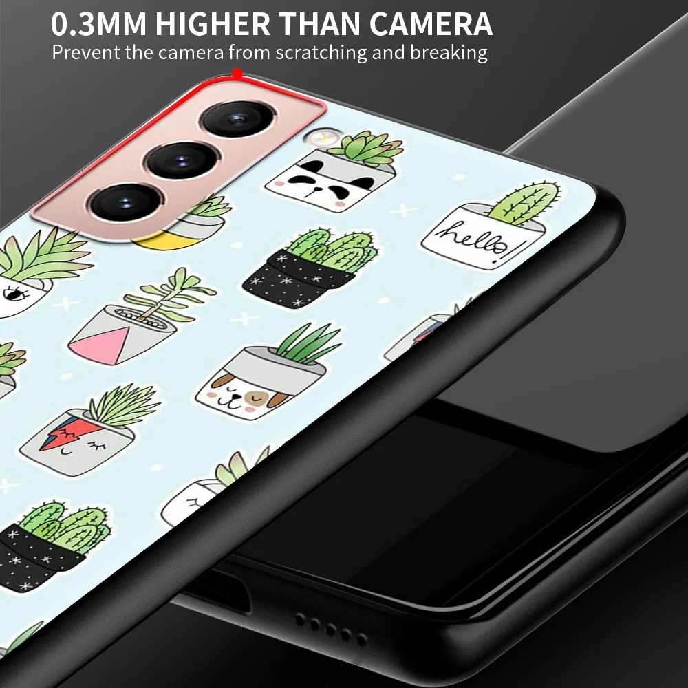 

Silicone Phone Case For Samsung Galaxy S20 FE S21 Ultra 5G S8 S9 S10 Plus Cartoon Plant Catus Bumper Shell Cover Coque Fundas
