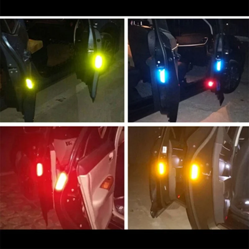 

for 4Pcs Warning Mark Reflective Tape Car Door Sticker Decals OPEN Sign Safety Reflective Strips Universal Exterior Accessories