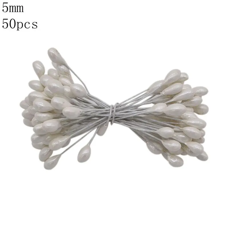 50pcs 10mm Рождественские украшения, белые смешанные гибридные цветы, вишня, тычинки, ягоды, набор, сделай сам, Подарочная коробка, венки, рождественские, свадебные, декоративные принадлежности - Цвет: 50pcs 10mm