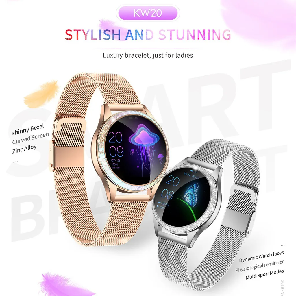 KW20 Для женщин SmartWatch IP68 Водонепроницаемый браслет контроля сна спортивные Фитнес