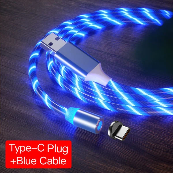 For Type-C Blue ACCEZZ Магнитный зарядный кабель для быстрой зарядки для iPhone X 8 7 ipad Mini Micro usb type C магнитное зарядное устройство для samsung Android Phone - Цвет: For Type-C Blue