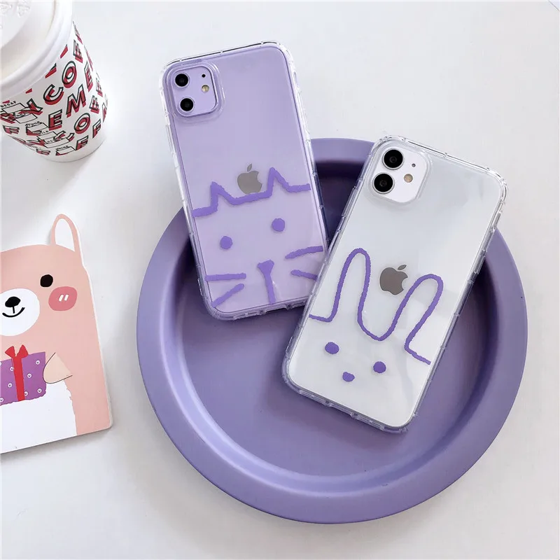 Милый противоударный чехол для телефона с изображением собаки кота кролика iphone 11