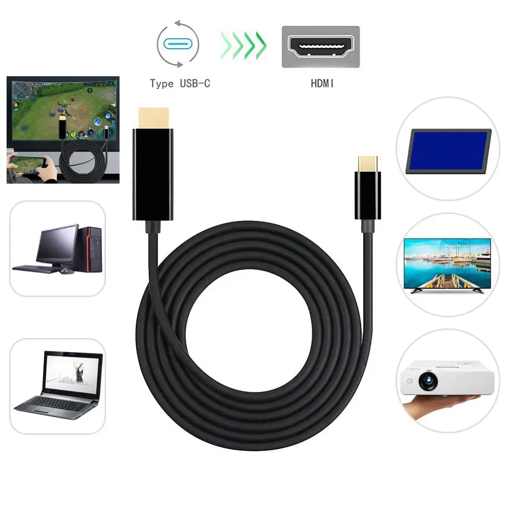 USB 3 1 type-C к HDMI кабель 1080P видео адаптер Шнур для дисплея проектора HDTV ультра-тонкий