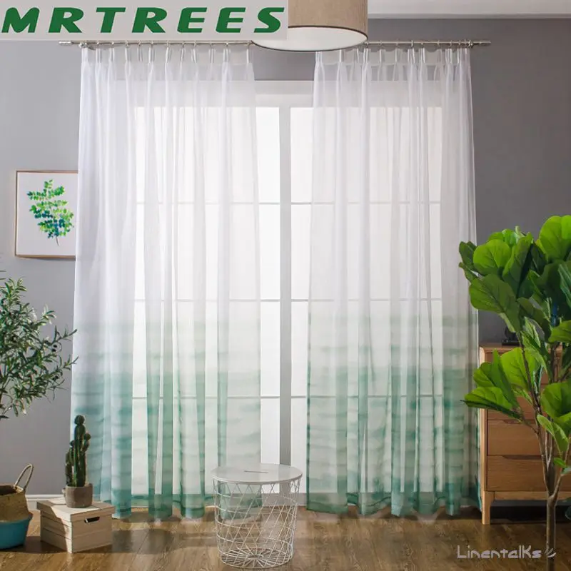 Тюлевые шторы с принтом на окно для гостиной спальни градиентный цвет