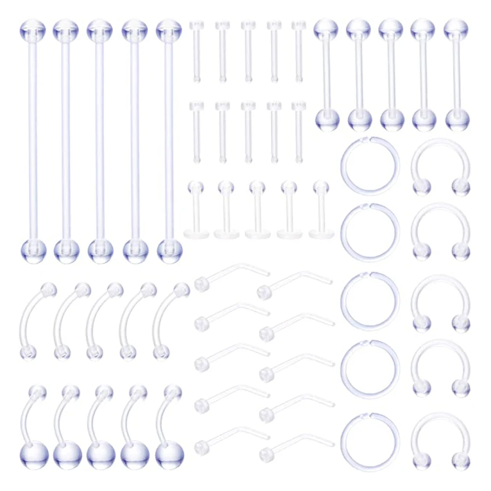 5 шт. ясный пирсинг Септум стержни носа серьги кольца язык кольцо спирали уха