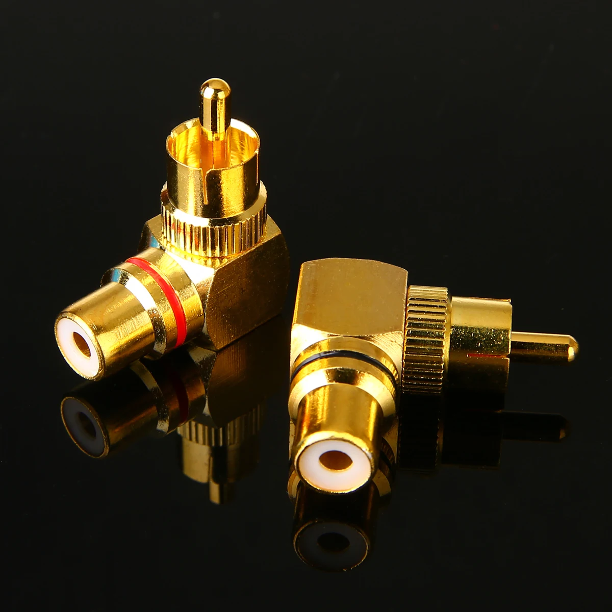 2 шт. латунные RCA с прямым углом штекера к женскому позолоченному разъему 90