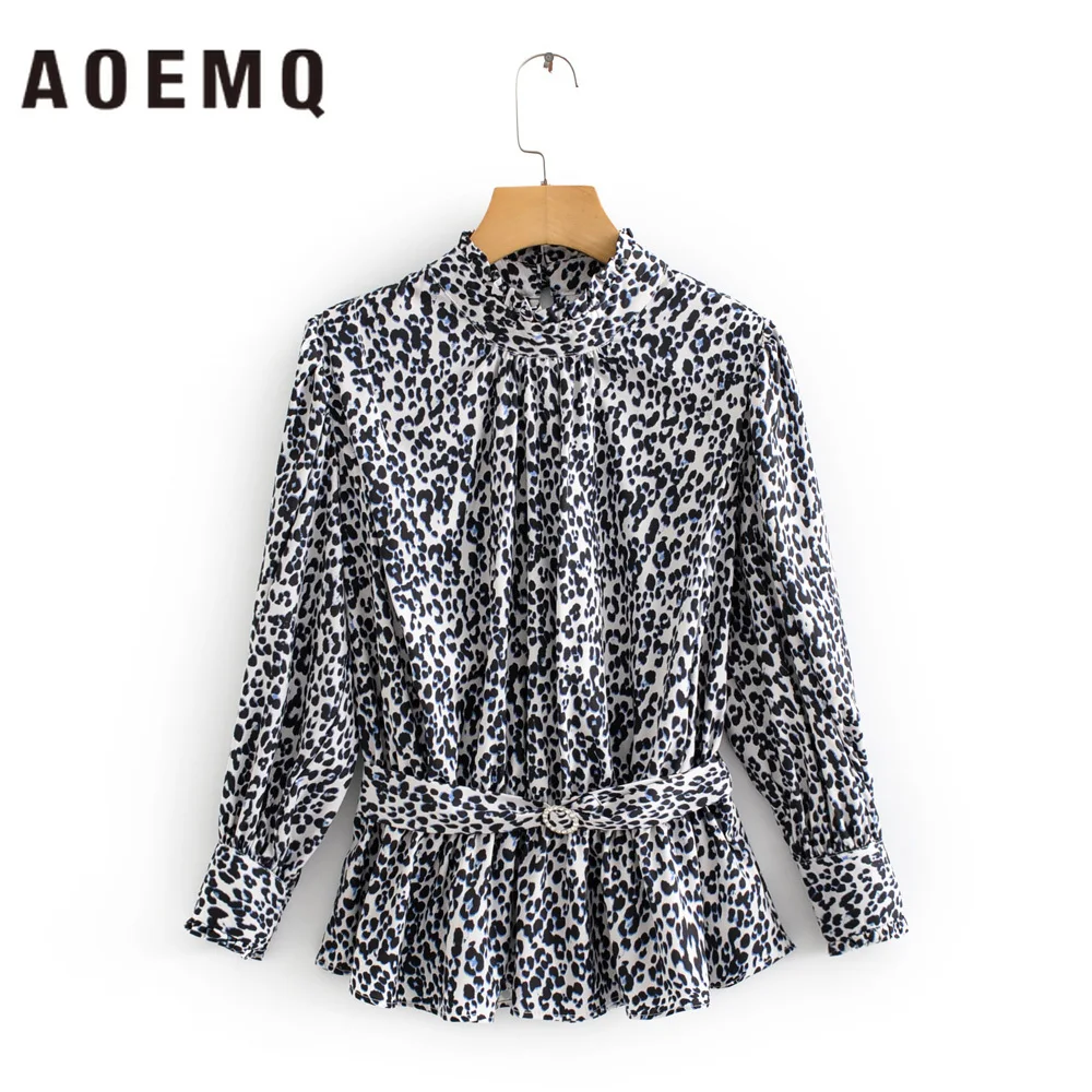 AOEMQ модная блузка широкие леопардовые футболки с тематикой женские топы принтом