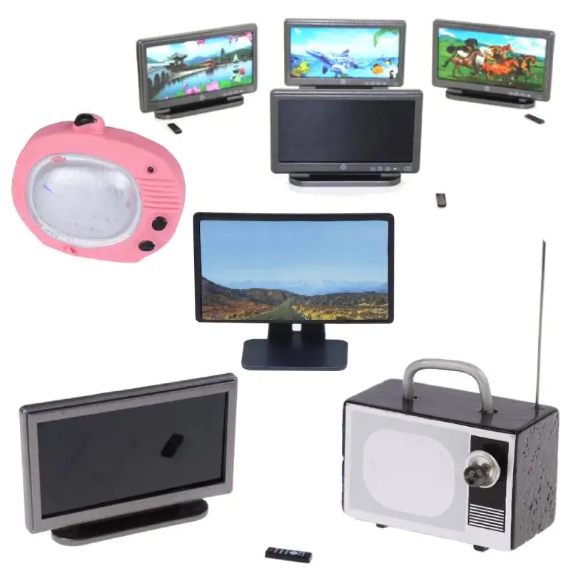 1:12 миниатюрный телевизор для кукольного домика и ретро-антенна дистанционного