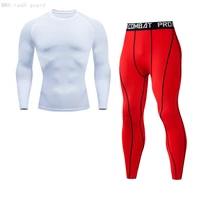 new mens brand clothing compression tights fitness t shirt 2 pcset tracksuit rash guard male high quality winter jogging suit