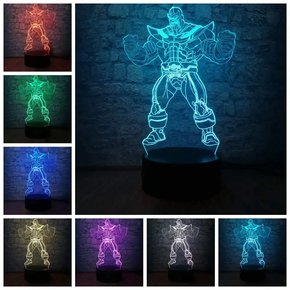 thanos 2 Marvel, Мстители, большой злодей, перчатки Таноса, 3D, ночные светильники, светодиодный, изменяющийся, креативный, настольная лампа, подарок для детей, Подростковый декор, Прямая поставка - Испускаемый цвет: thanos 2