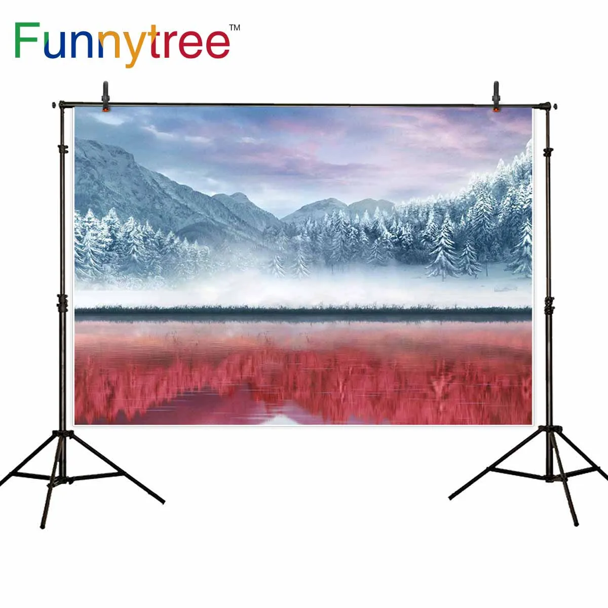 Фон Funnytree для фотостудии фон фотосъемки замороженный зимний горы реки снега
