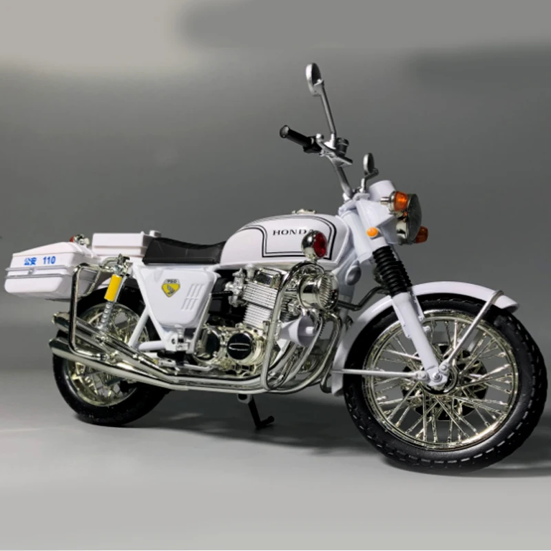 1:12 HONDA CB750 Police Motorcycle Cruiser Diecast Simulation 17CM Engine Display Model Boy Birthday Gift