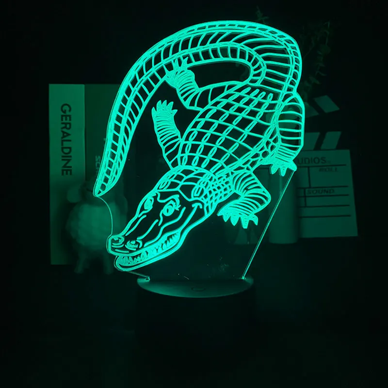 

Creatures Crocodile Alarm Clock Base 3D Night Light Home Bedroom Decor Neon Sign Bedside Table Lamp LED Kid Night Light Creative