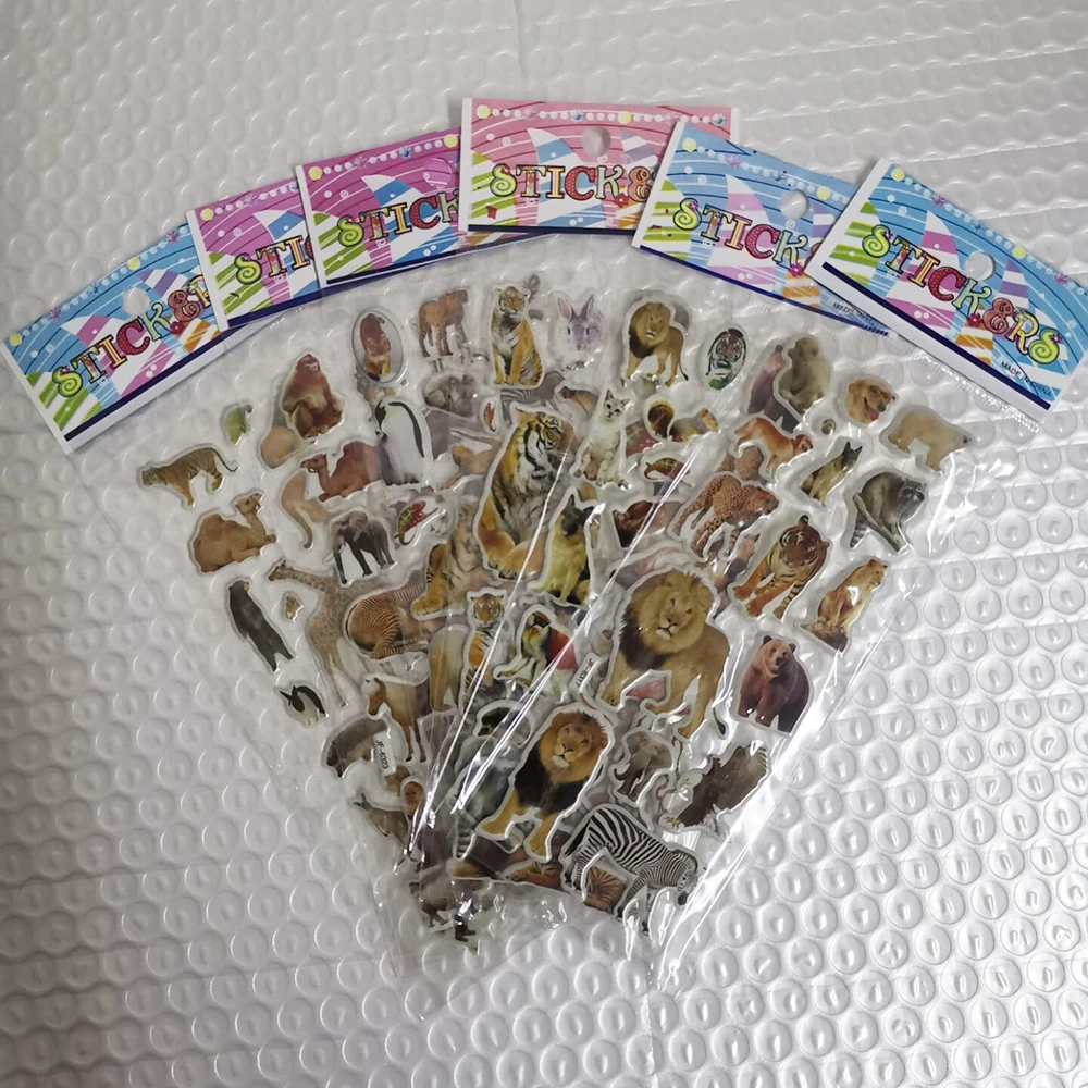 6 листов водонепроницаемые ПВХ наклейки с изображением животных Льва тигра