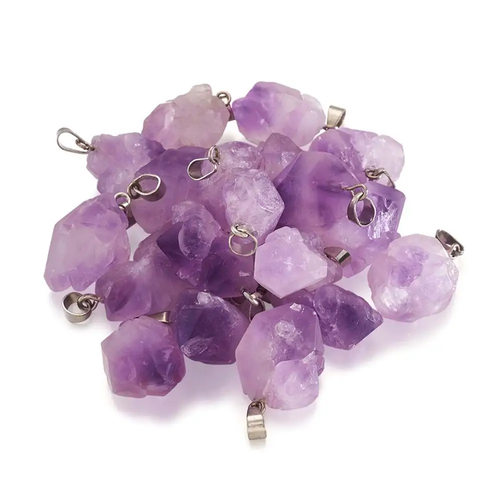 20 шт. натуральный камень кулоны из нержавеющей стали с сталью держатели для