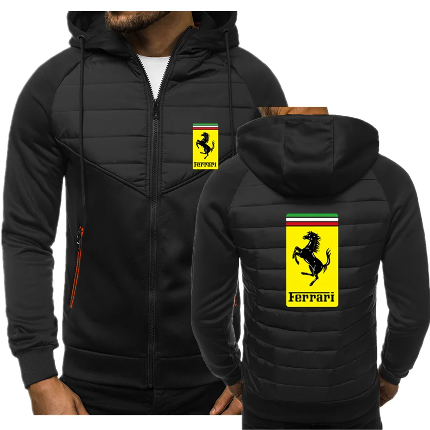 

2021Ferrari CAR LOGO Autumn Winter Men's Jacket Hooded Coat Casual Zipper Sweatshirt Men's Sportswear Fashion Men Hoodie FAL16