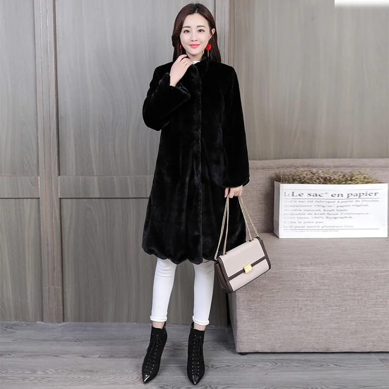 New Luxury Long 6XL Plus Size Factory Real Price Genuine Rabbit Real Fur Coat Women Fur Jacket New Winter