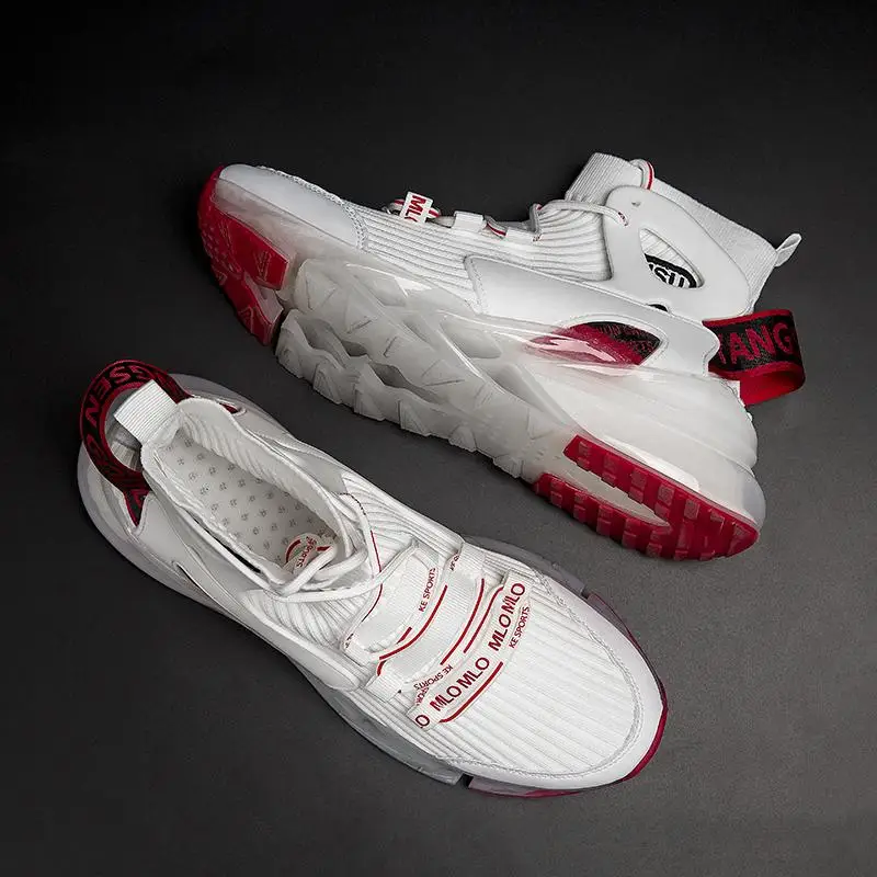 

Men's White High-top Comfortable Wear-resistant Blade Air Cushion Popcorn Trend Daily All-match Fashion Casual Sneakers HL037
