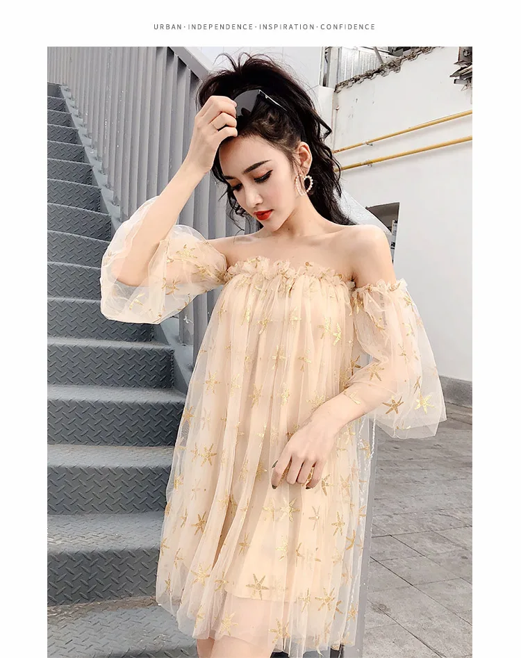 WHITNEY WANG 2020 Spring Summer Fashion Streetwear Sexy Strapless Stars Sequins Mesh Dress Women Night Club | Женская одежда