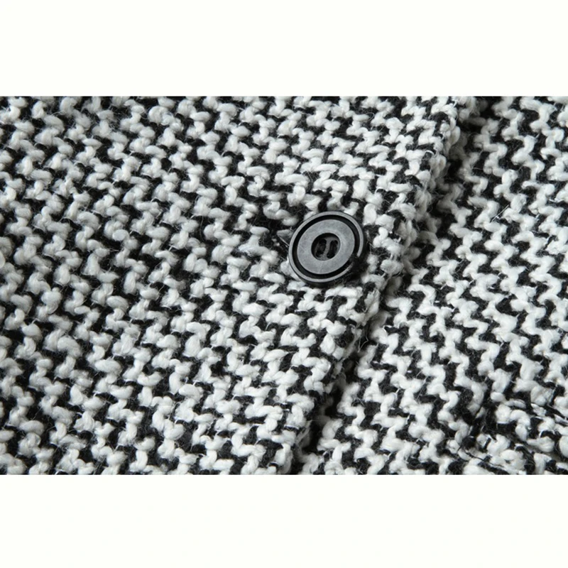 Модное длинное шерстяное Женское пальто женская осенне-зимняя куртка в клетку 2019