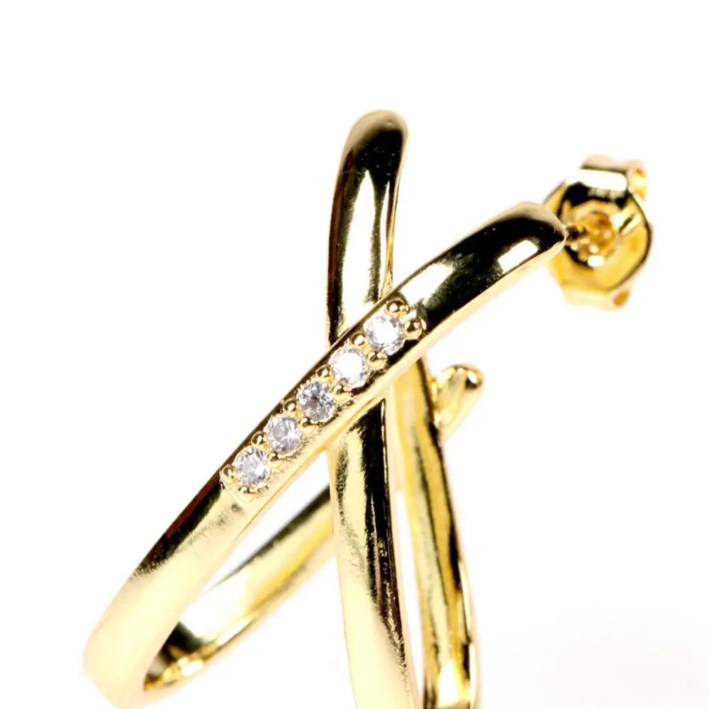 

Women New creative fashion ins double layer zircon cross earrings