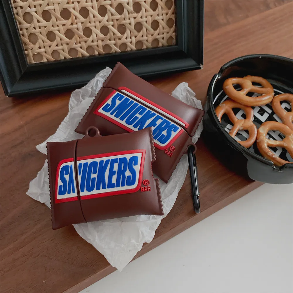 

Luxury Chocolate packaging Snickers Bluetooth earphone Phone Case for Airpods Pro 3 2 1 Cover for apple air pods Snack headset