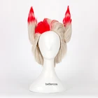 Парик для косплея LOL Rakan, 30 см, серебристый смешанный красный термостойкий синтетический парик из волос + шапочка для парика + два уха