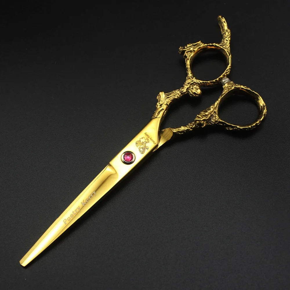 

6.0 inch gold color dragon handle hairdressing scissors professional barber hair scissors hairdressing tools set