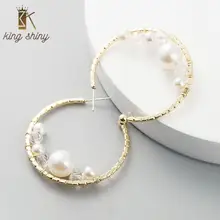 Женские серьги гвоздики в форме C винтажные круглые с жемчугом и