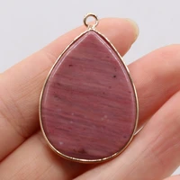 natural red wood grain stone gem pendant handmade crafts diy charm necklace earrings bracelet jewelry accessories gift making
