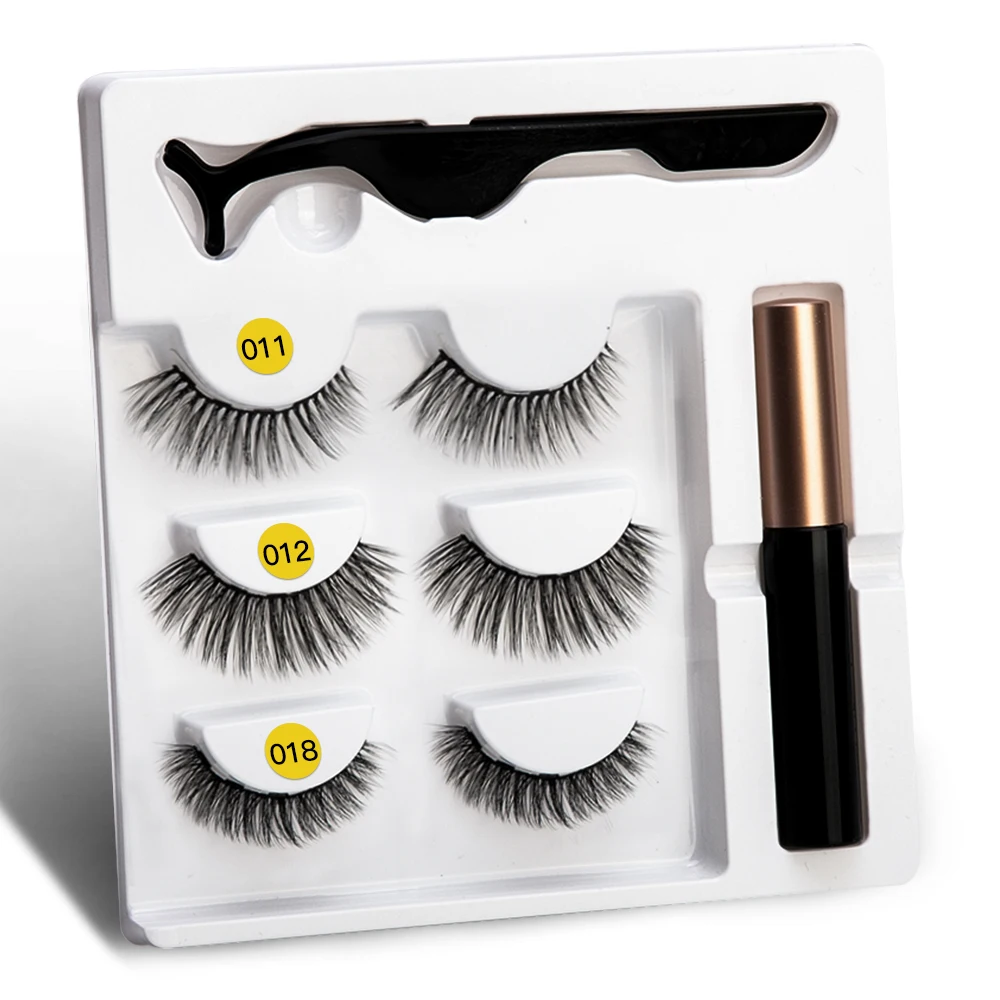 5 Magnet Eyelash Magnetic Liquid Eyeliner & 3 Pairs False Eyelashes Tweezers Set Long Lasting Extension Tool | Красота и здоровье