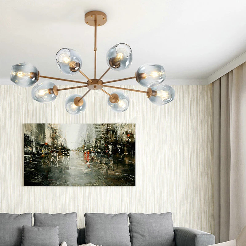 Modern Chandelier Lighting Living Room Bedroom Lights Glass Lampshade LED Golden Black Vintage Pendant Lamps Dining Kitchen | Лампы и