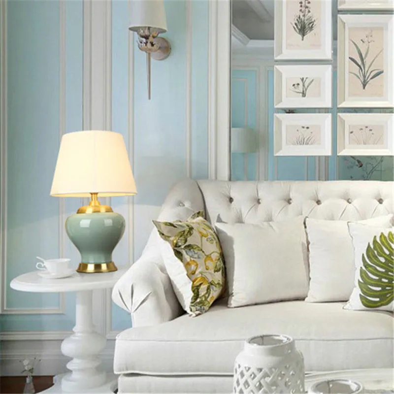 Керамическая Настольная лампа в китайском стиле для спальни гостиной фойе