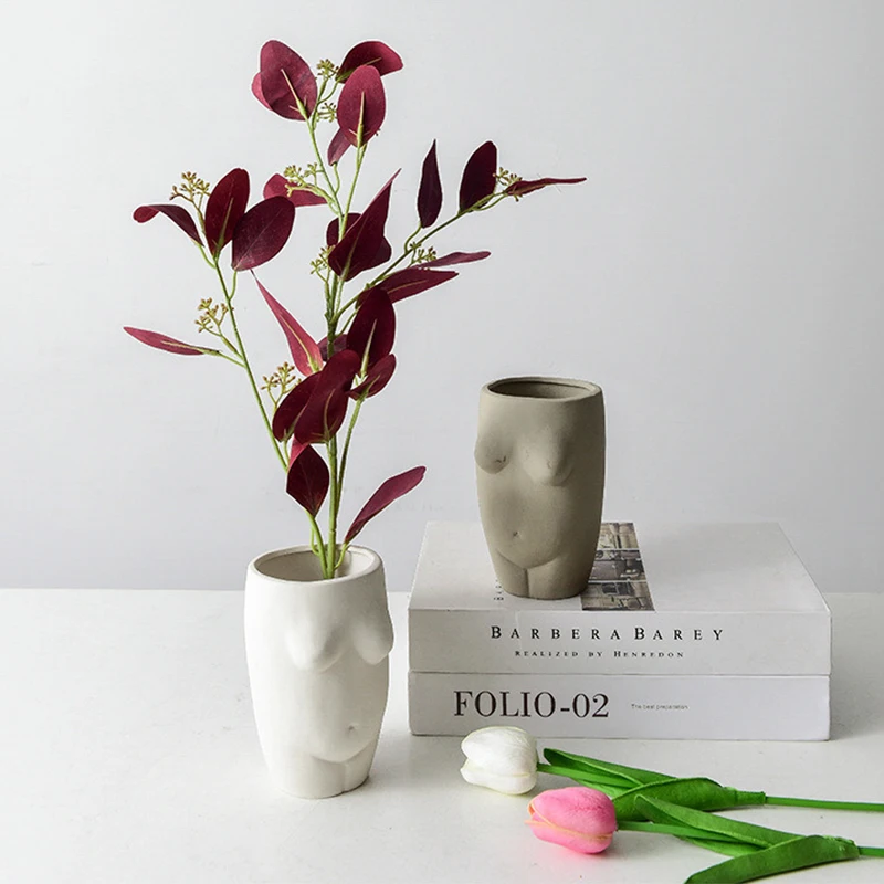 

Human Body Shape Ceramic Flower Vase Creativity Art Plant Container Flower Arrangement Vases Home Porcelain Crafts Ornaments
