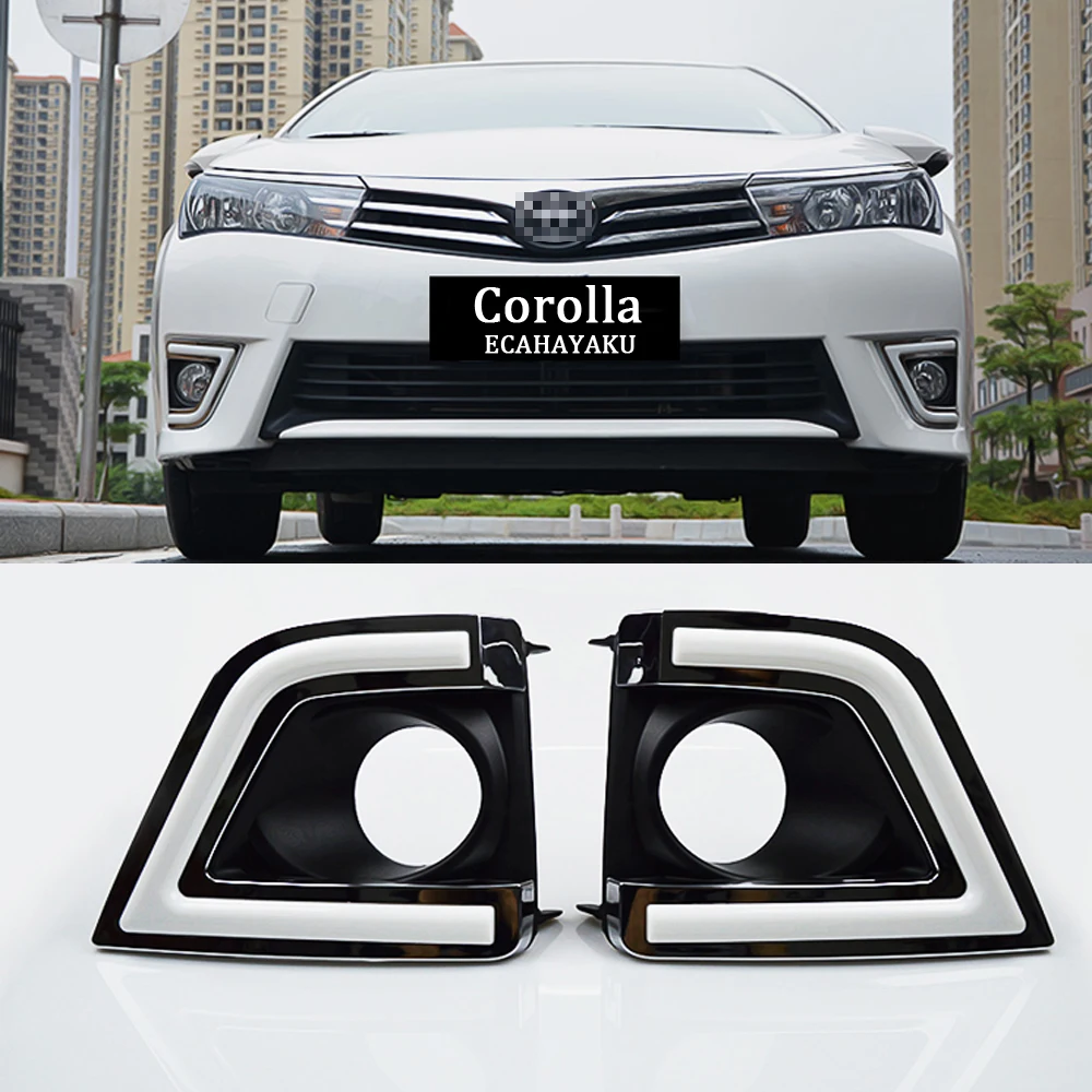 

ECAHAYAKU Car-Styling 1 Pair Car Special For Toyota Corolla 2014 2015 2016 Fog Lamp Holes LED DRL Daytime Running Light Daylight