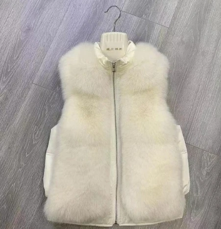 beige QIUCHEN PJ19081 Новое поступление натуральный Лисий мех с натуральной кожи женский зимний пуховик модная модель Лидер продаж - Цвет: beige