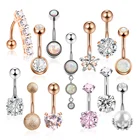 Кольца для пупка из нержавеющей стали, украшение для пирсинга, хирургические ювелирные изделия для тела, спираль, розовое золото, аксессуары оптом