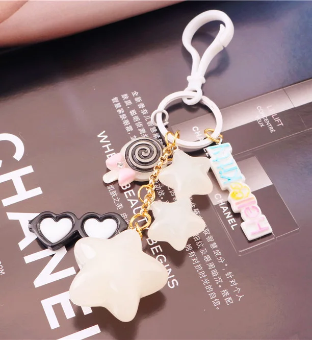 Желе Цвет акриловый брелок звезда с принтом леденца стеклянный подвесной милый