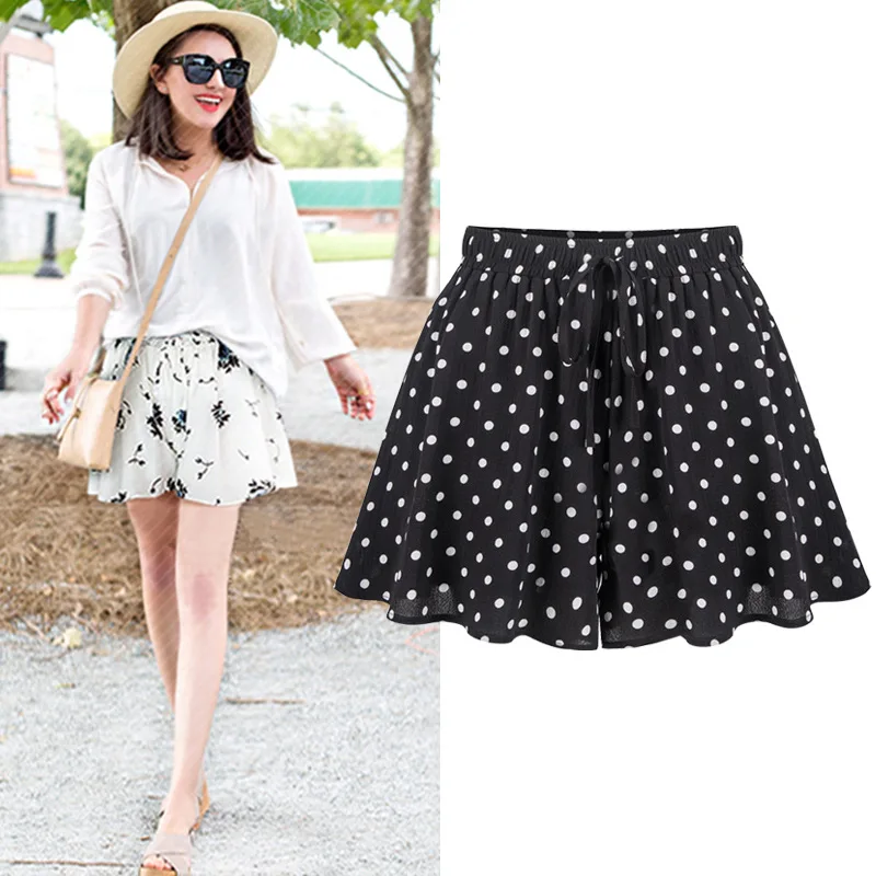 

Plus Size Summer Wide Leg Shorts Female Casual Chiffon Loose High Waist Short Pants Women 6XL