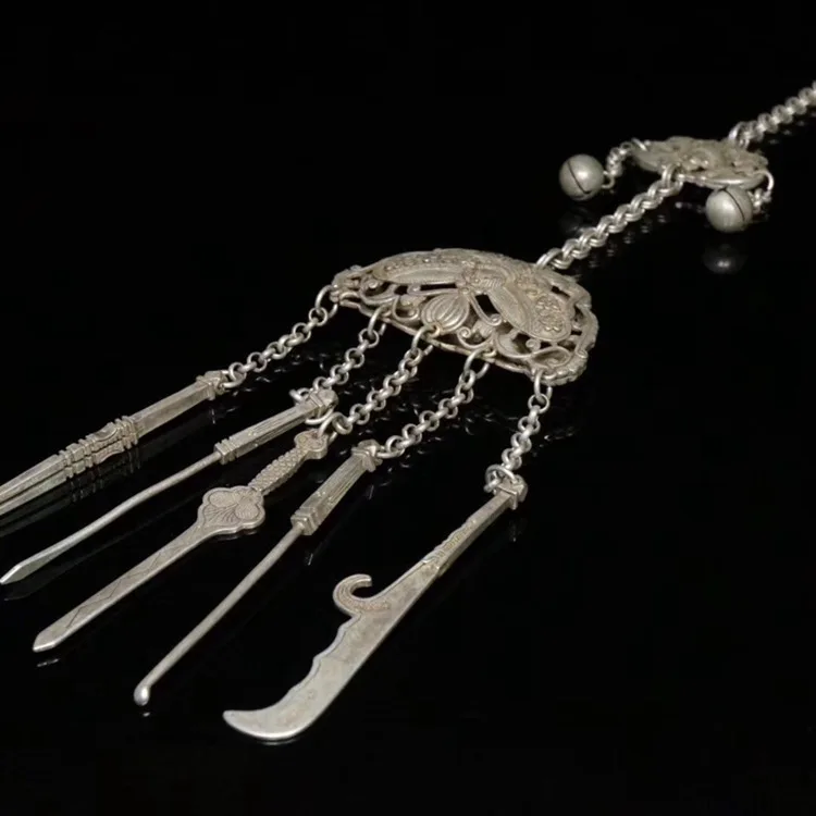 

LAOJUNLU Imitation Antique Silver Five Pieces Rich And Lucky Auspicious Old Silverware Junk