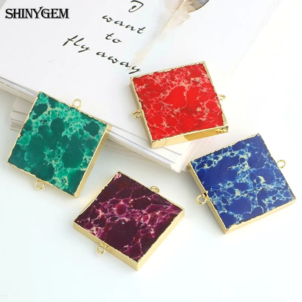 ShinyGem 30 мм квадратная форма натуральный морской осадочный камень кулон разъем