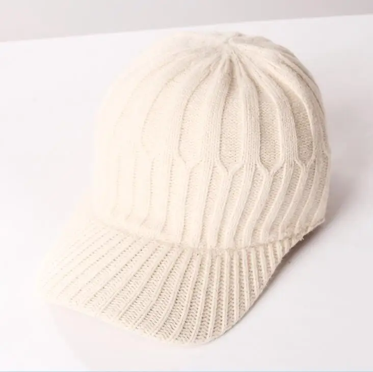 beige2 Новые теплые, вязаные дизайн Зимняя бейсболка сплошной Цвет Для мужчин женское утепленное плотное Шапки H35 - Цвет: beige2