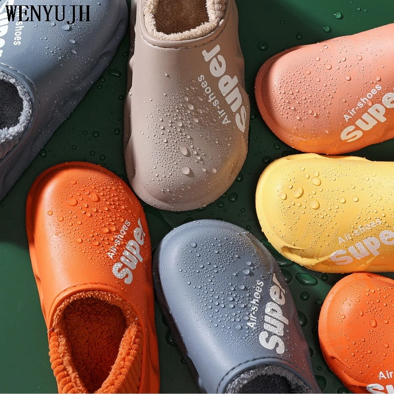 Зимние теплые меховые тапочки мужская обувь водонепроницаемые кроссовки