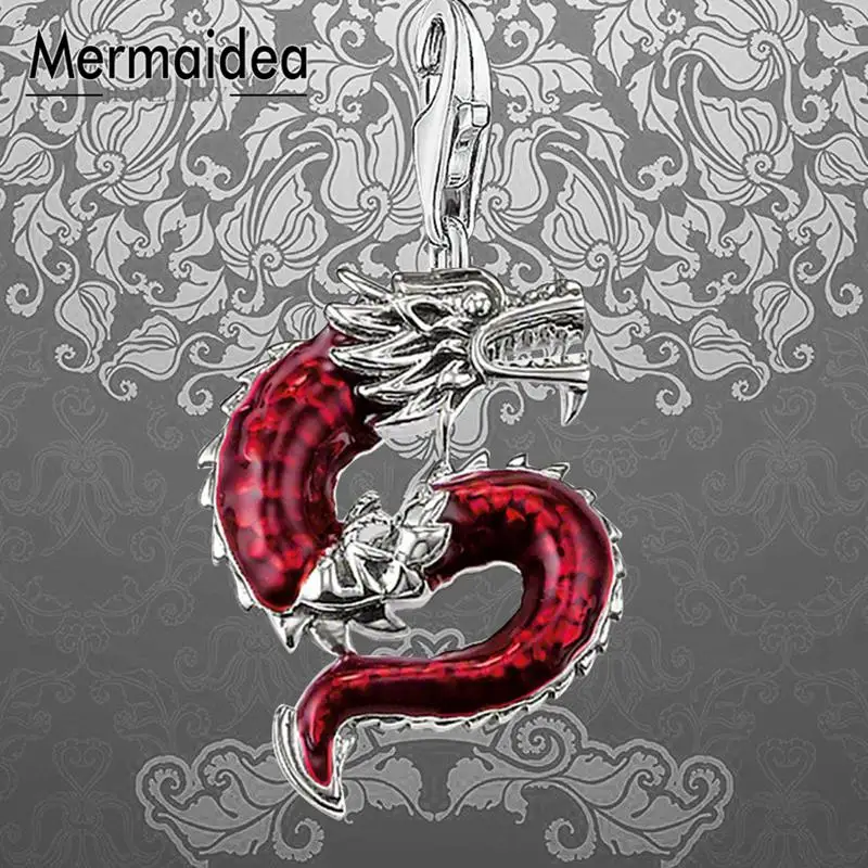 Подвески с красным драконом модные ювелирные украшения посеребренным покрытием