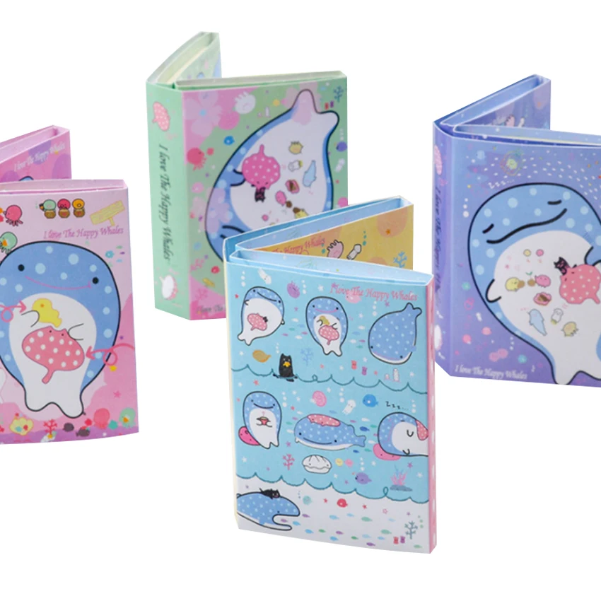 

1pack/lot Kawaii Cartoon Whales Series Fold Memo Cute Notepad Sticky Note Pad Writing Scratch Pad For School And Office Supply