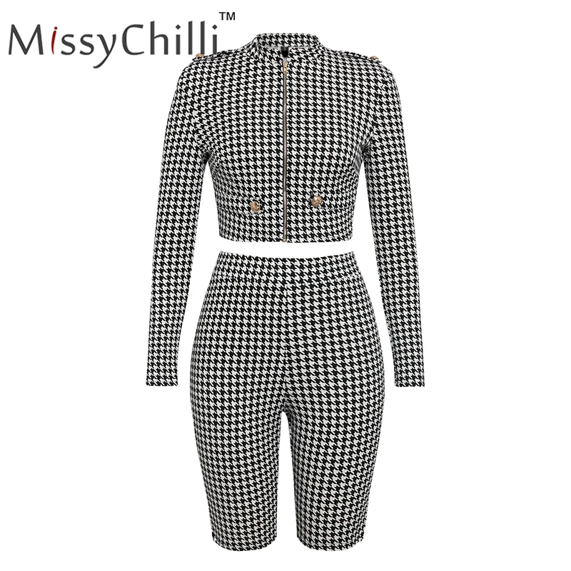 Женский клетчатый комбинезон MissyChilli элегантный короткий офисный с длинными