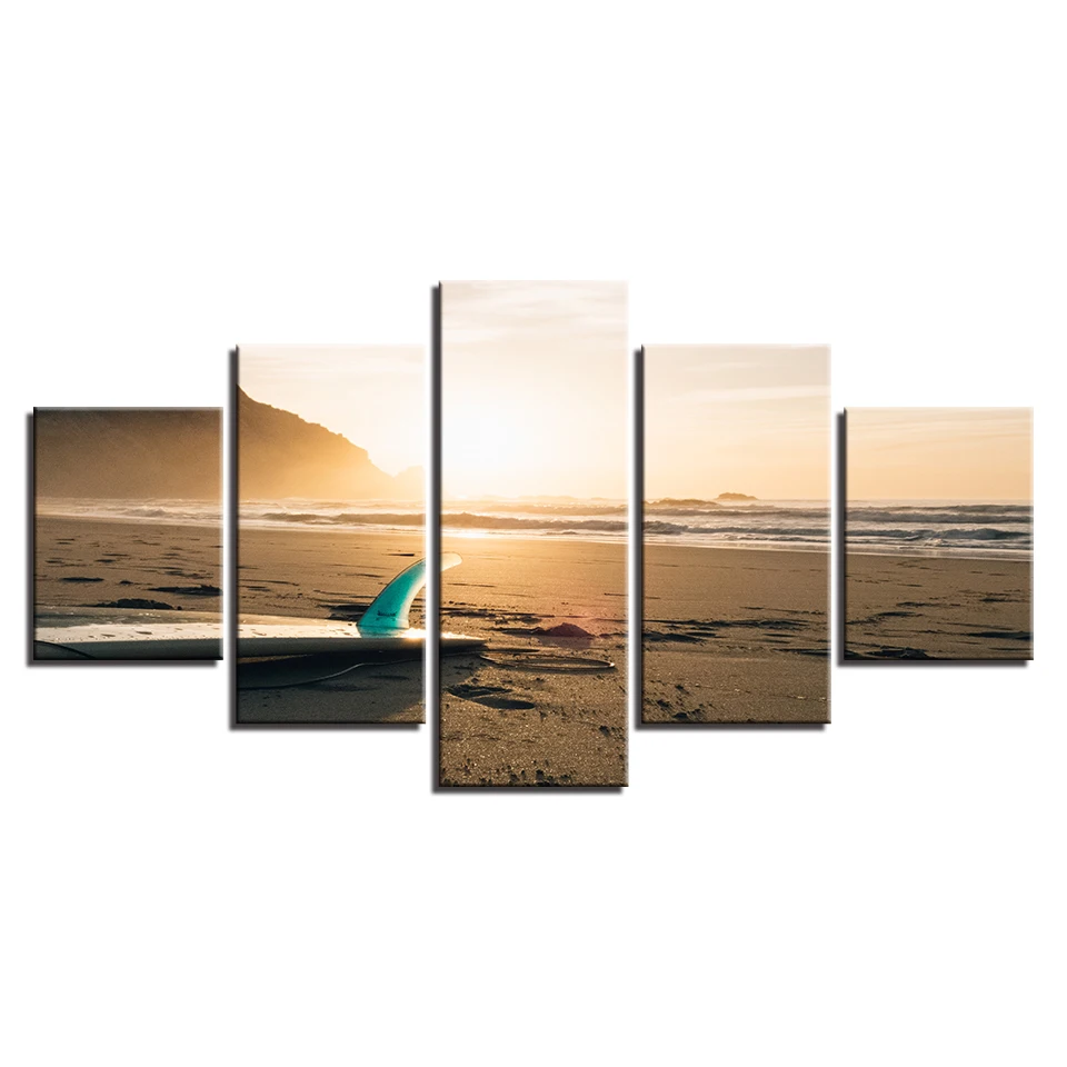 

Artryst холст настенные художественные картины для гостиной домашний Декор 5 шт. Sunshine пляжная доска для серфинга пейзаж картины HD печать плакат