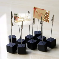 30pcs table place number card holders with cube base table number name card picture memo tag clip stands party decor